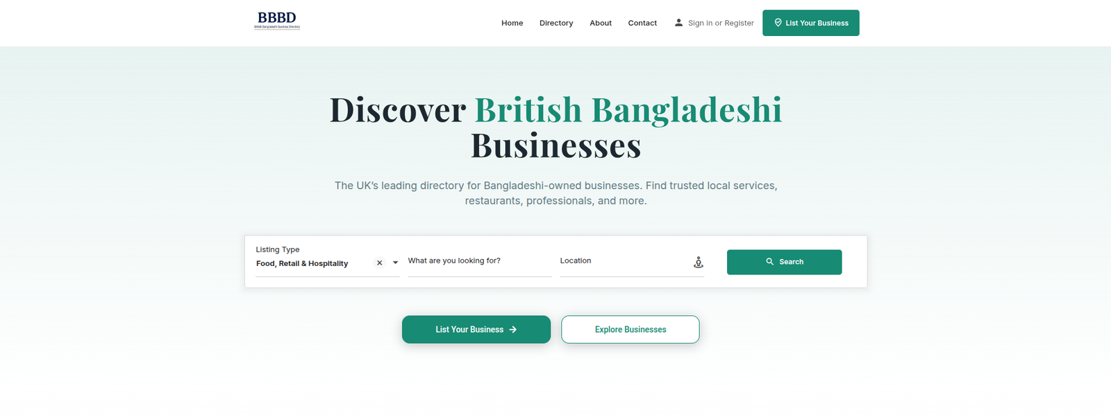 British Bangladesh Business Directory project screenshot